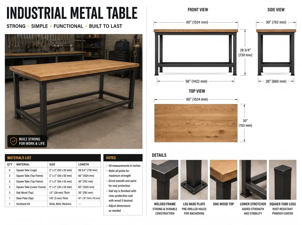 Industrial Metal Table plan preview