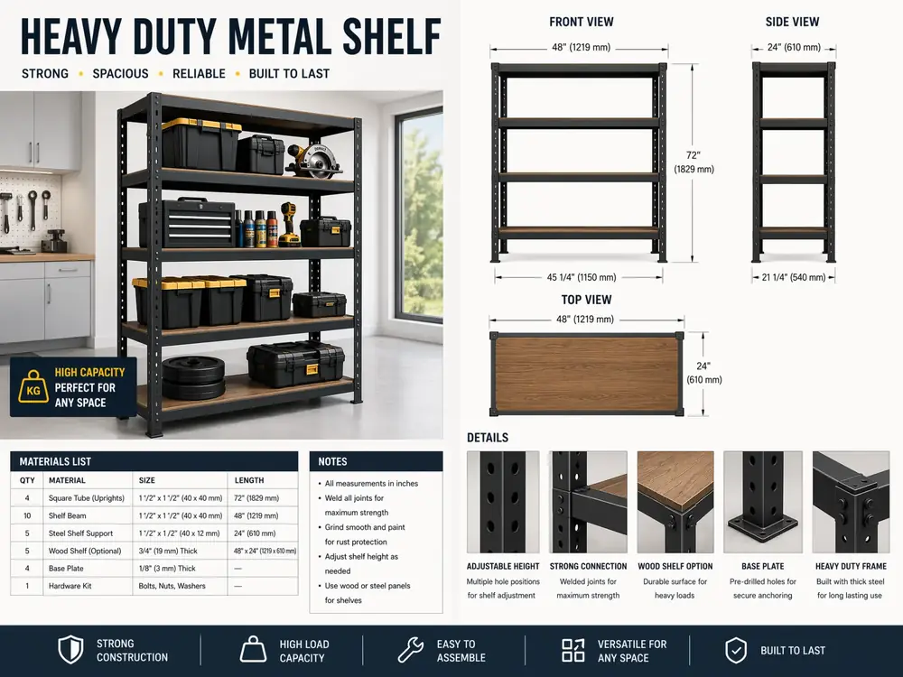 Heavy Duty Metal Shelf plan preview